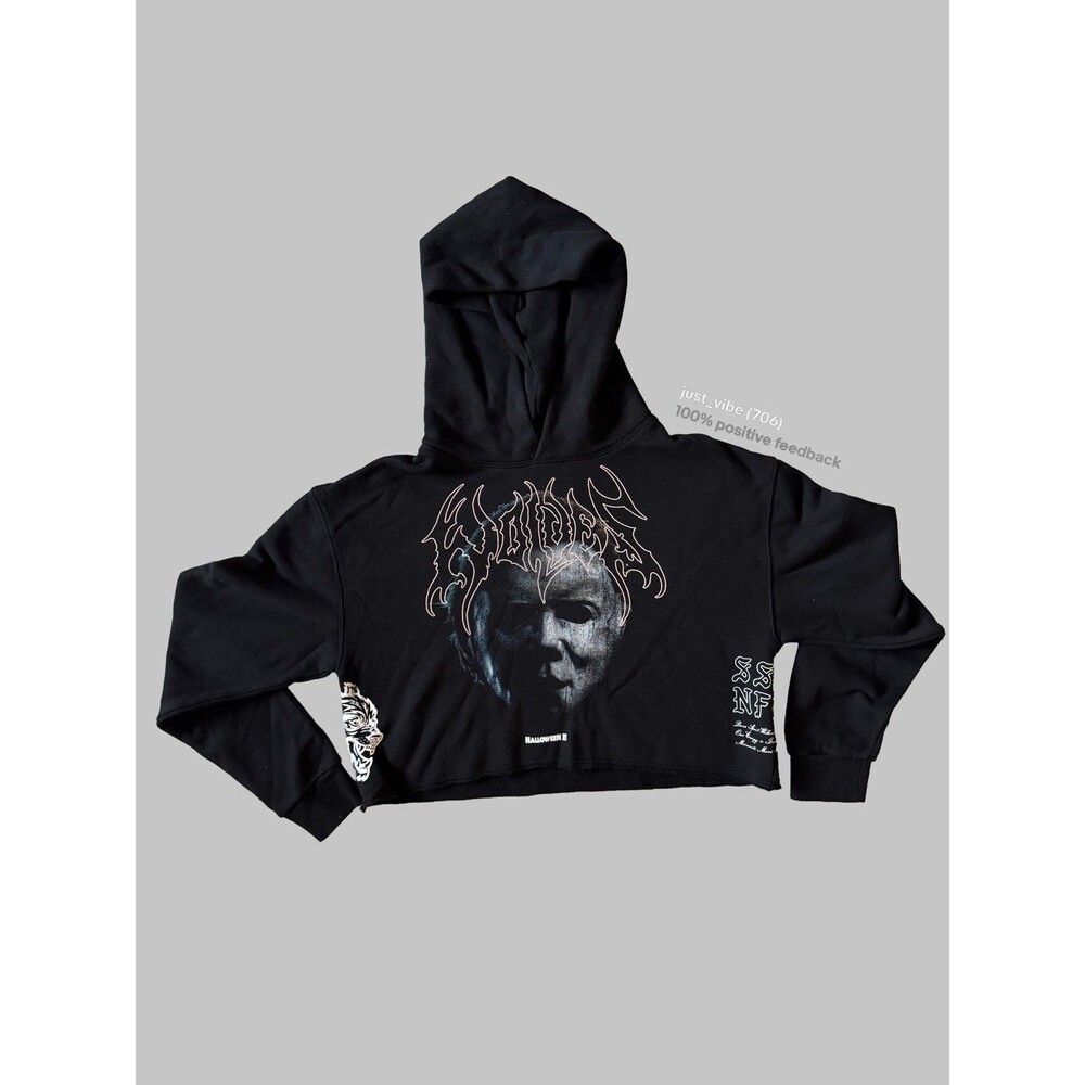 Darc Sport x Halloween II Michael Myers Its Time Cropped Hoodie SHE Medium NWOT